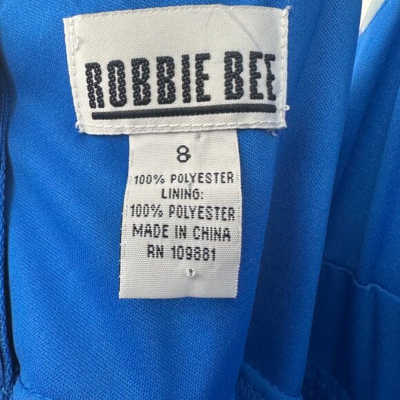 Robbie Bee Royal Blue White Floral V-Neck Maxi Dress 8 - Picture 6 of 7